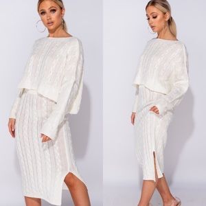 Paris&Pearle Ivory Knit Skirt Set